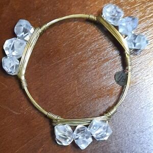 Bourbon and Bowties clear polished stones copper wire bangle bracelet EUC